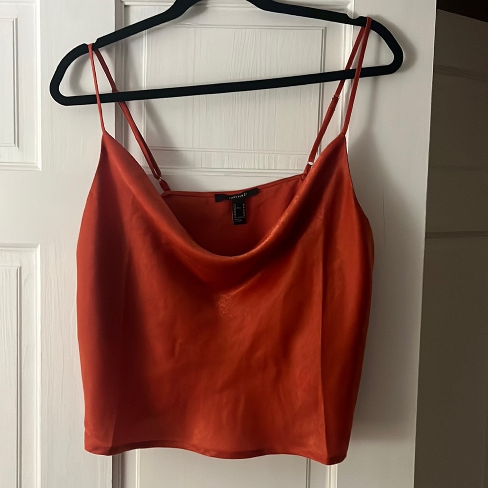 Silk Swoop Crop Burnt Orange Top